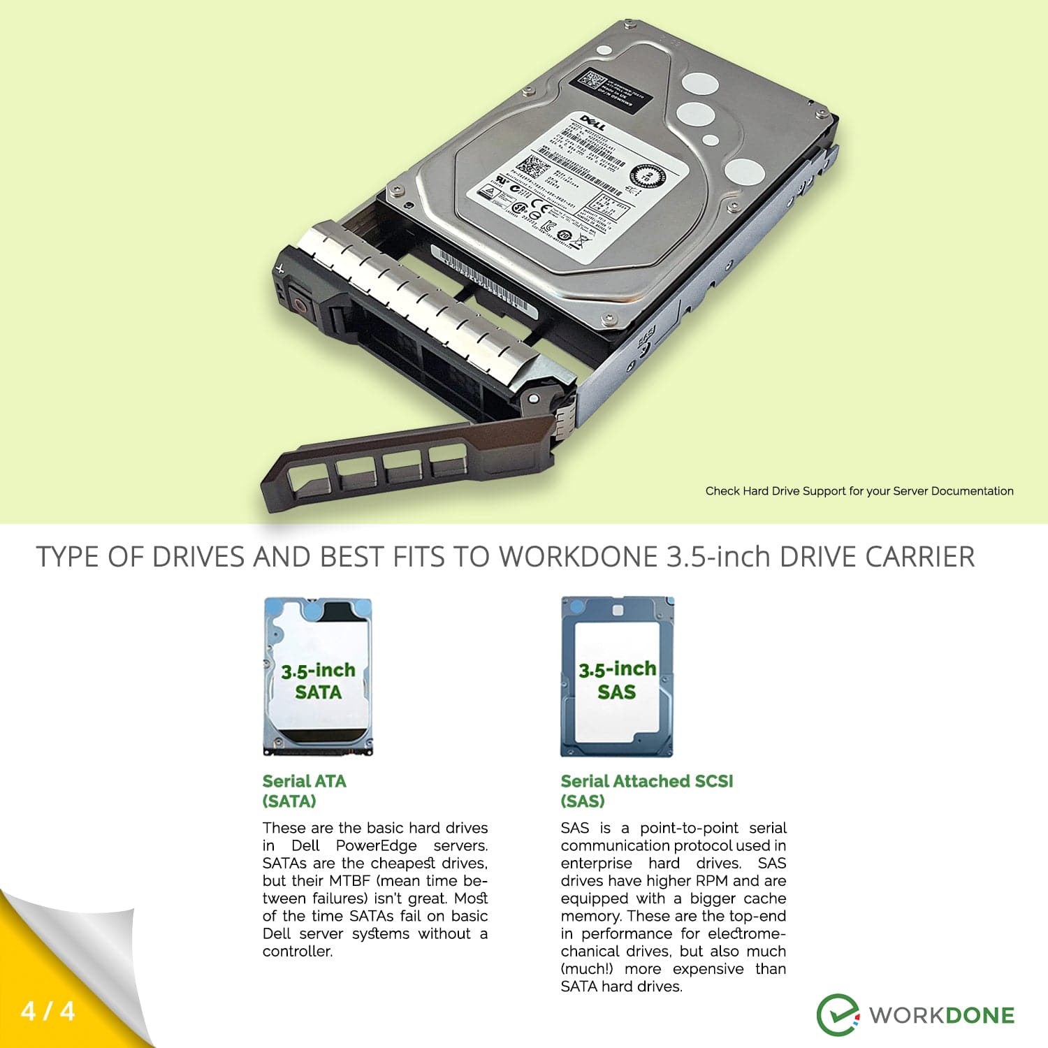 WORKDONE 12er-Pack - 3.5" Festplatten-Caddy 0F238F - Kompatibel für Dell PowerEdge  Ausgewählte 11-13th Gen Server