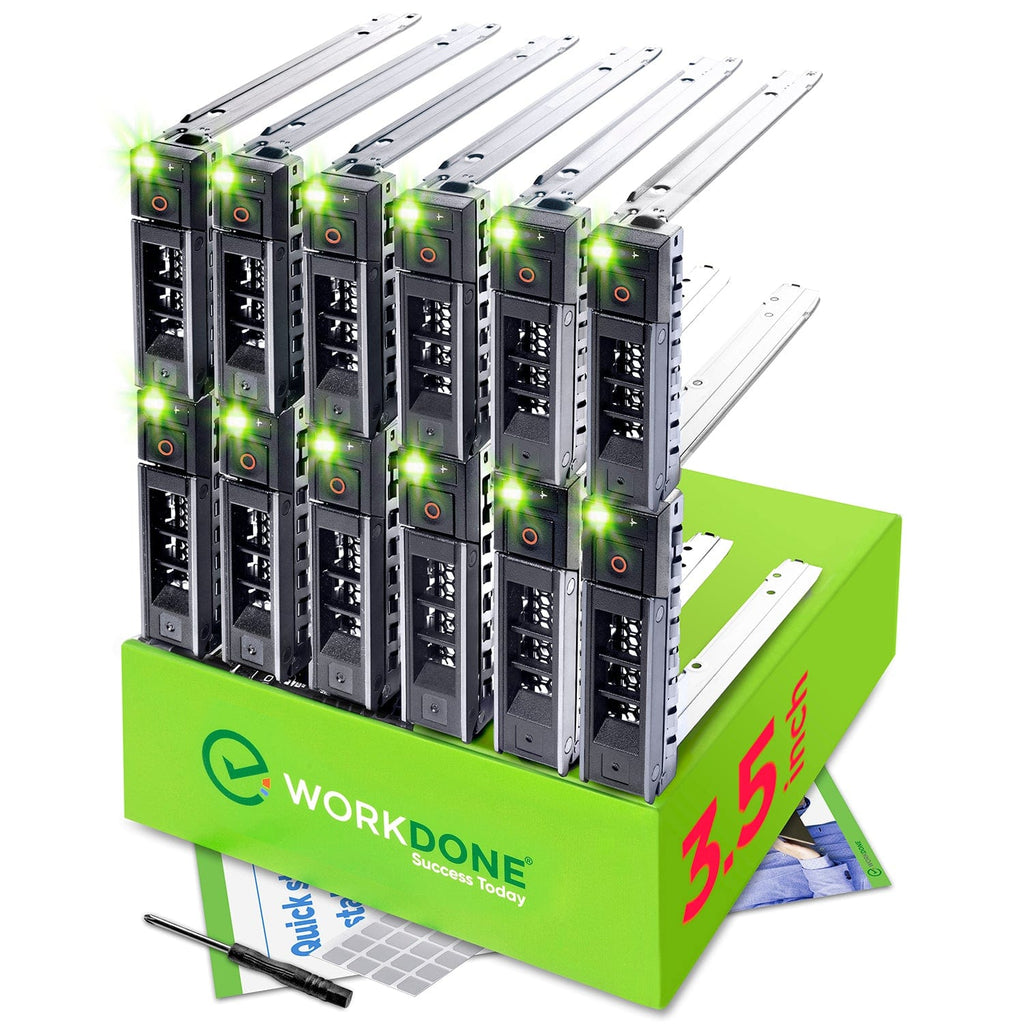 WORKDONE 12-Pack - 3.5" Hard Drive Caddy - WH5D2 0Y796F Compatible para servidores Dell PowerEdge  14-15th Gen.