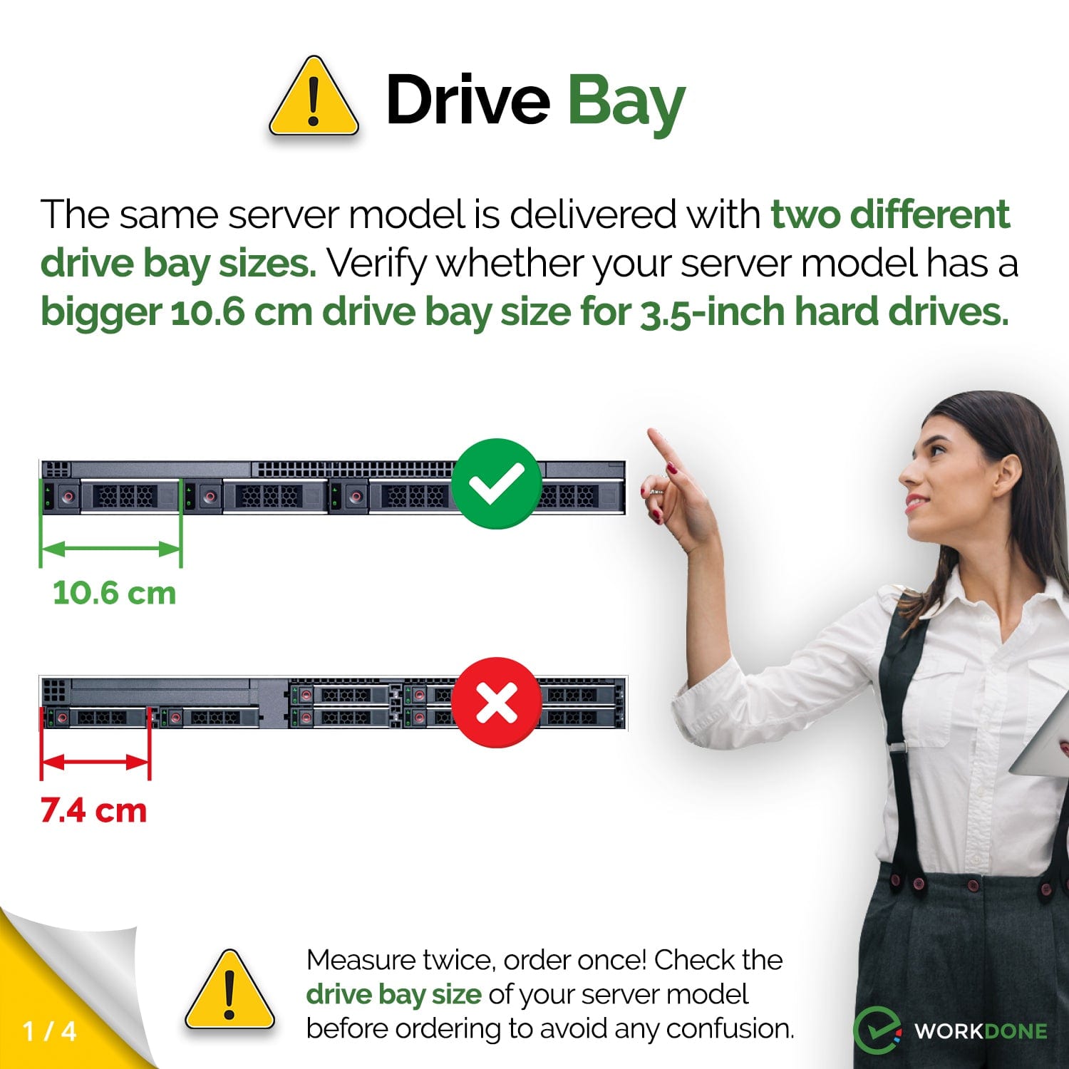 WORKDONE 2-Pack 3.5 inch Drive for R6415 R7415 R7425 Servers