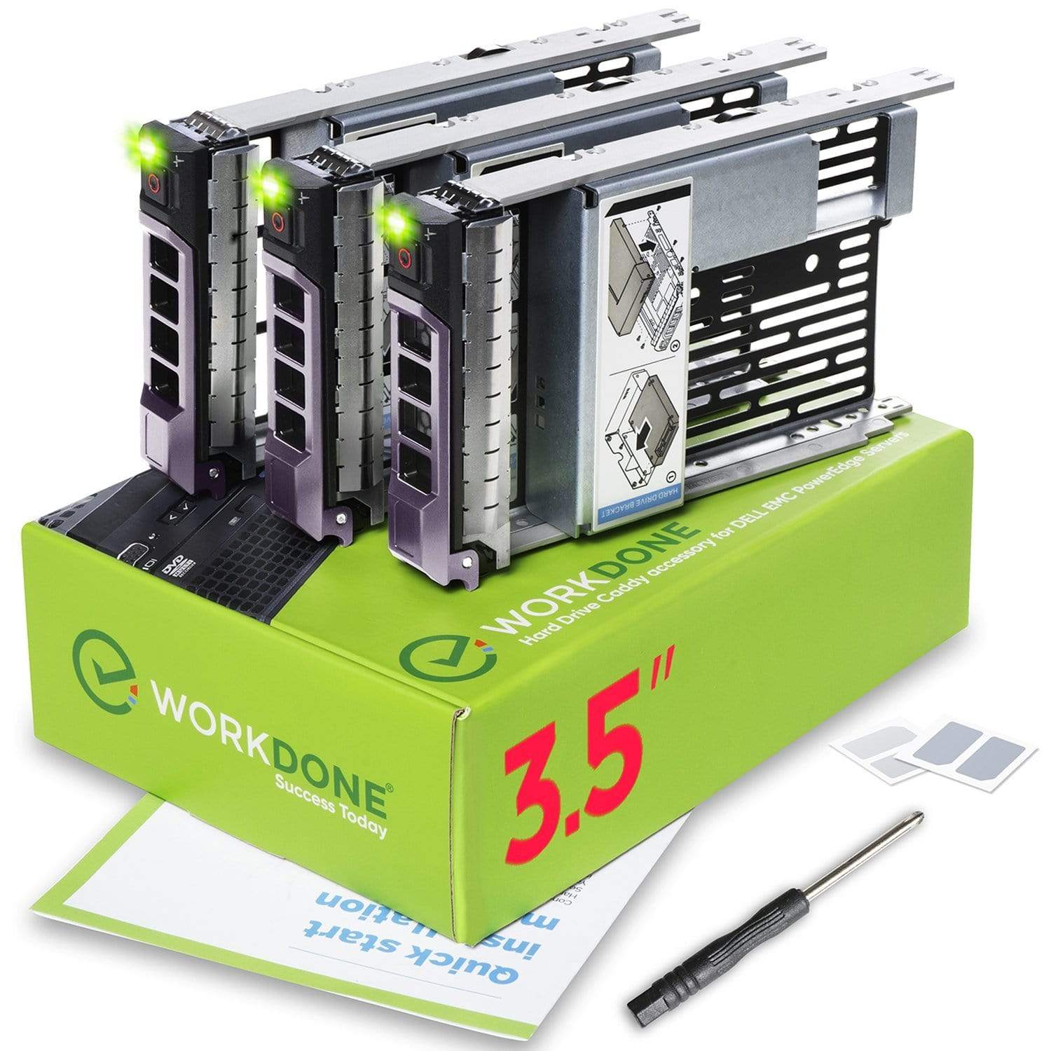 WORKDONE 3-Pack 3.5-inch Hard Drive Caddy 0F238F with 2.5-inch Converter