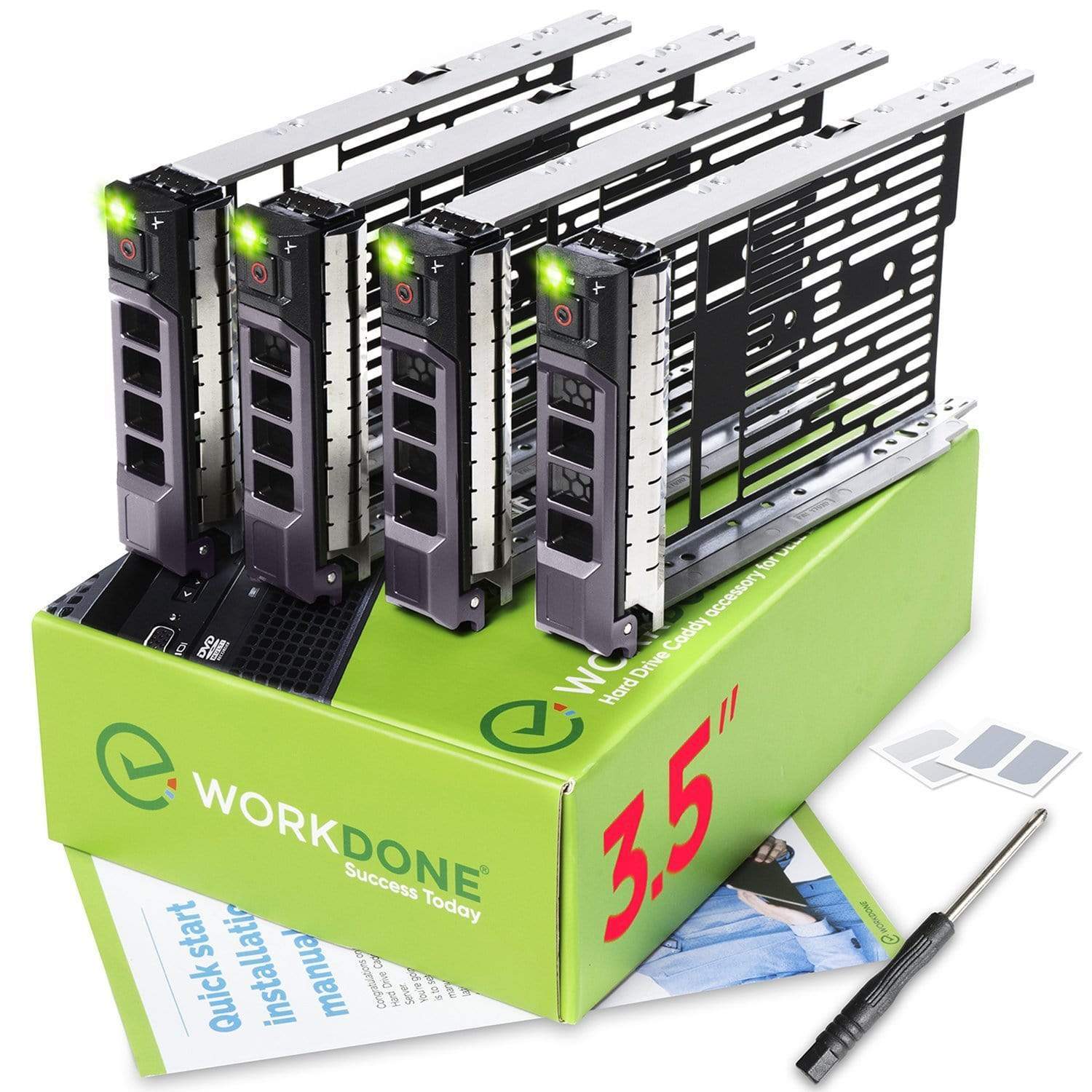 WORKDONE Paquete de 4 unidades de 3,5 pulgadas Tray para servidores Dell
